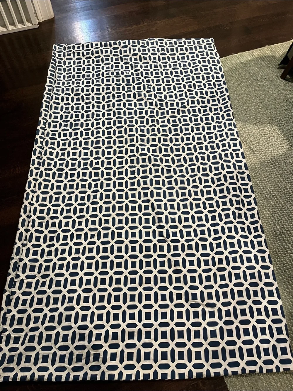 Pottery Barn Navy/White King Duvet Cover and Two Standard Shams Pillow Cases
